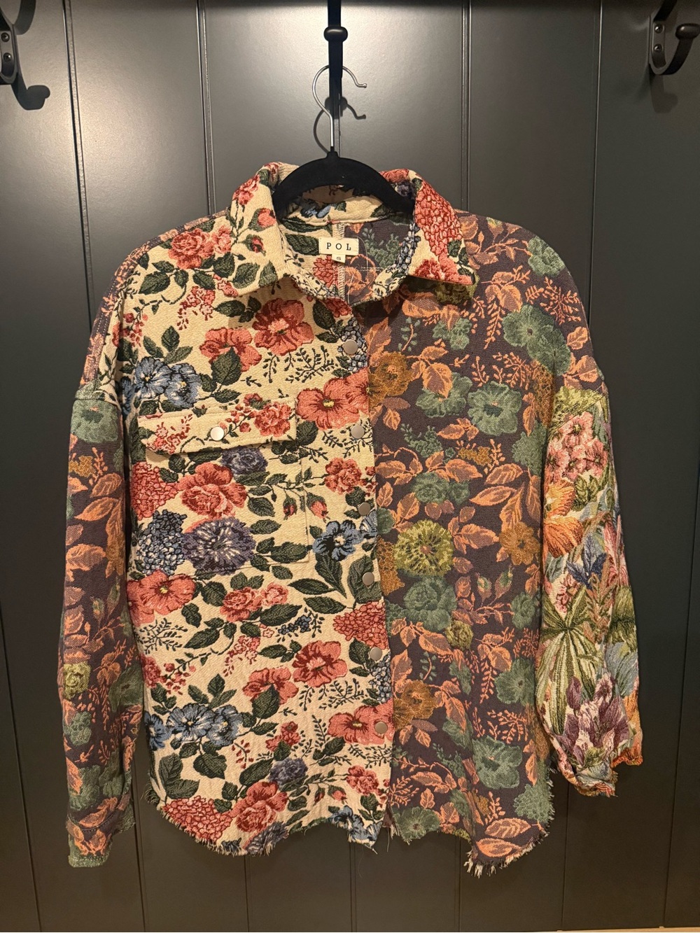 POL My Vintage Romance Jacquard Mixed Floral Patchwork Button-Up Jacket/Shacket